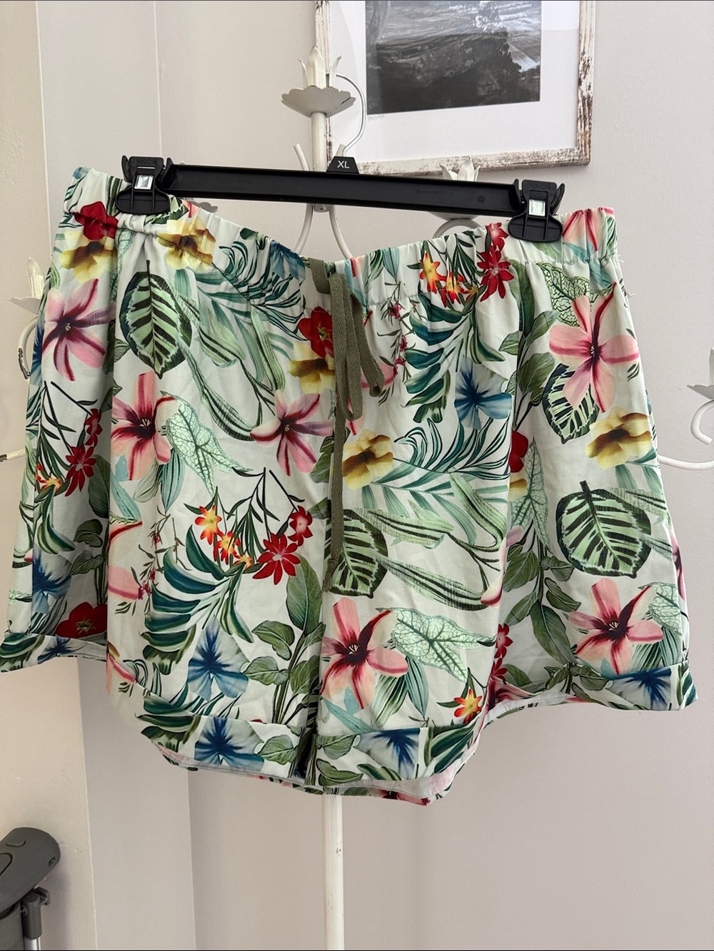 Women’s Tropical Print Shorts Skort - Mint Green